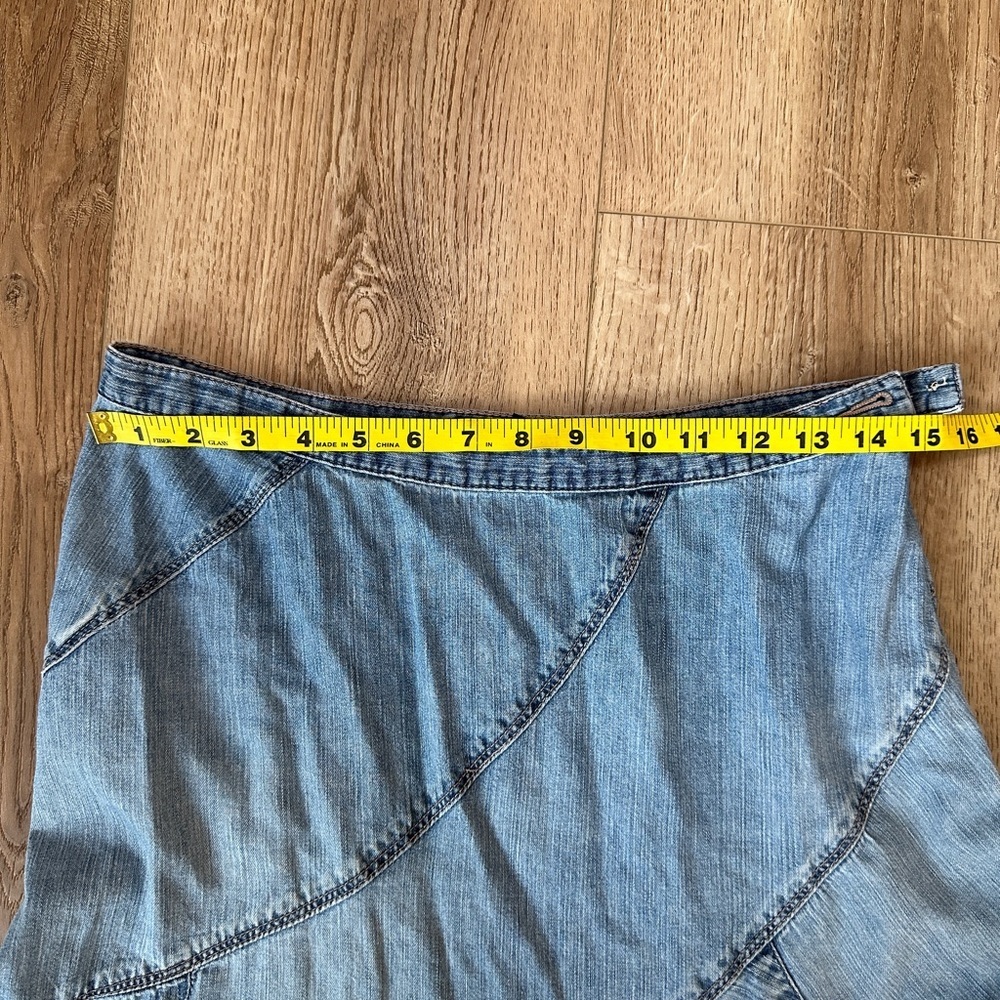 Vintage boho Ralph Lauren jeans a line fit n flare patchwork seam denim skirt - Picture 6 of 9